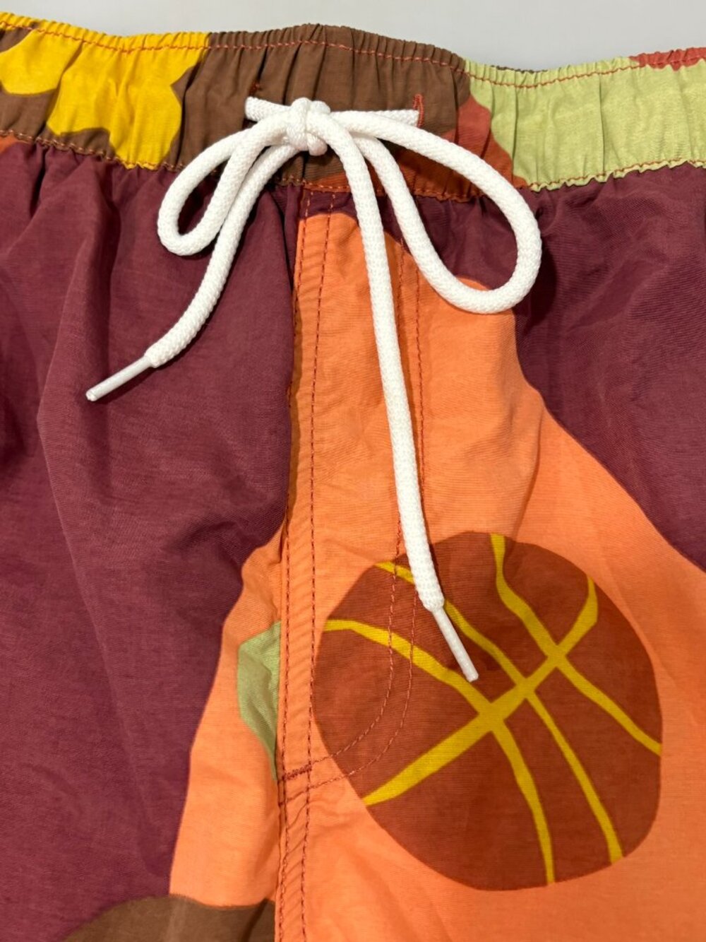 Urban Outfitters L Orange Yellow Brown Camo Basketball Hand Swim Trunks Lined - Picture 5 of 9